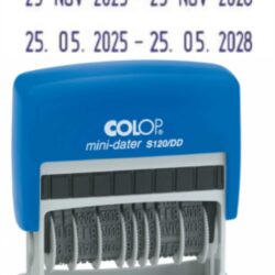 Colop S 120D/D Мини-датер автоматический пластик с двумья датами, высота шрифта 3,8 мм, месяц, цифрами БАНК